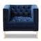 Baxton Studio Zanetta Navy Velvet Upholstered Gold Finished Lounge Chair 146-8325 - alternate 6
